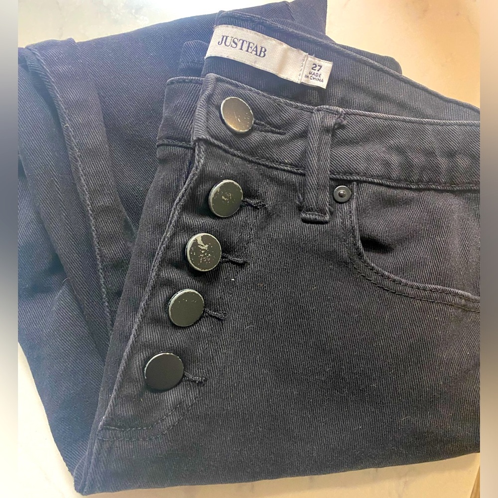 Women’s Black Button Fly Jean
